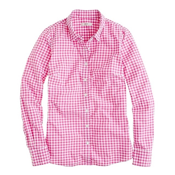 J. Crew Tops - J. Crew The Perfect Shirt Pink Mini Gingham